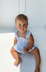 ESME ROMPER - BLUE/WHITE PRINT