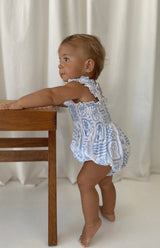 ESME ROMPER - BLUE/WHITE PRINT