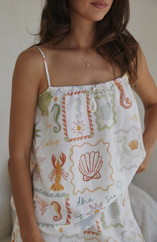 SEA IS CALLING SINGLET TOP - MAMA MULTI