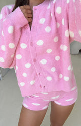 MAMA DOTTIE KNIT CARDIGAN - PINK POLKA