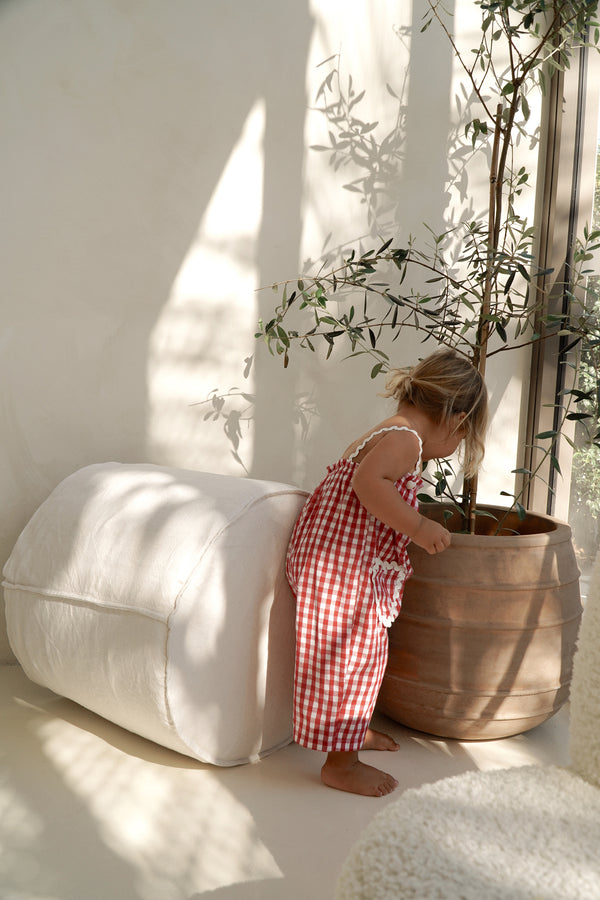 PICNIC RIC RAC JUMPSUIT- CHERRY GINGHAM