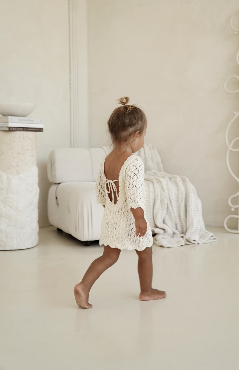 ELOISE TIE BACK CROCHET DRESS - CREAM ELOISE TIE BACK CROCHET DRESS - CREAM