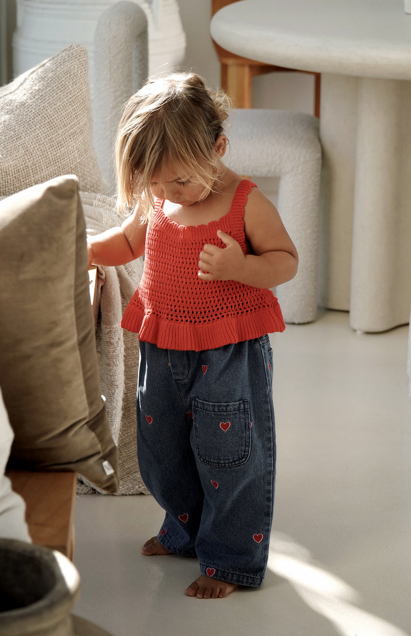 AVA CROCHET TOP - RED