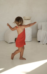 BIRDIE HALTER CROCHET DRESS - RED