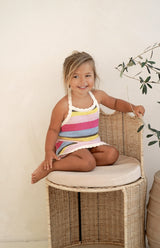 BIRDIE HALTER DRESS - HAVANA STRIPE