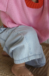 COLOURBLOCK KNIT - PINK/RED