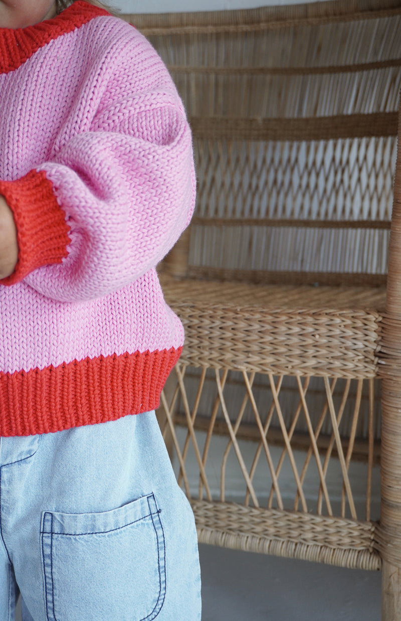 COLOURBLOCK KNIT - PINK/RED