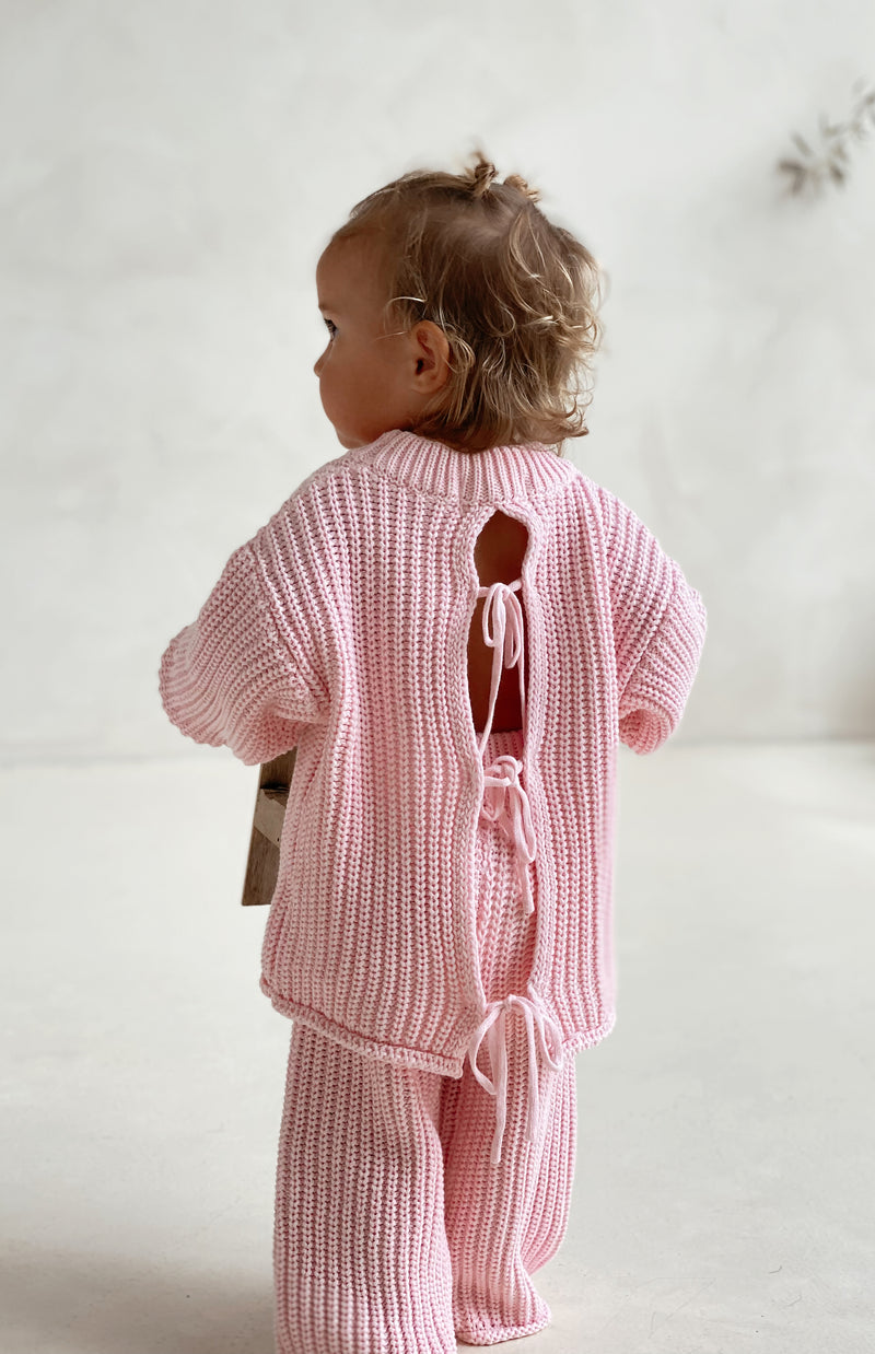 JUNIE BACK TIE KNIT - PINK