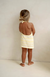 BIRDIE HALTER DRESS - BUTTERCUP STRIPE