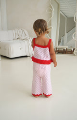 BIRDIE CROCHET PANT - PINK/RED