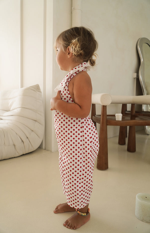 ROSIE JUMPSUIT - CHERRY POLKA