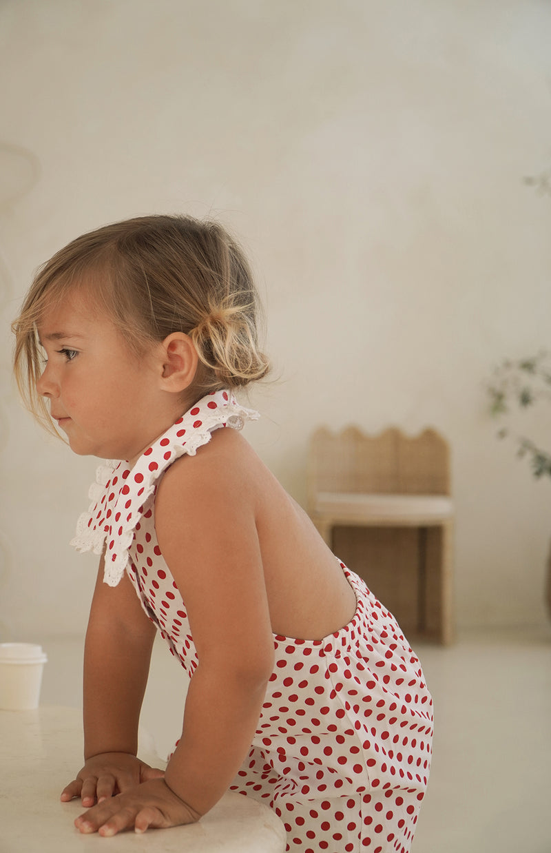 ROSIE JUMPSUIT - CHERRY POLKA