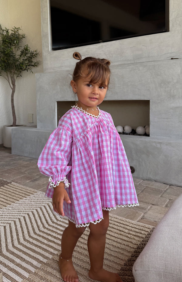 NOELLE DRESS - PINK GINGHAM