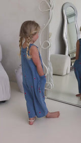 HEART DENIM BARREL OVERALL