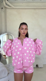 MAMA DOTTIE KNIT CARDIGAN - PINK POLKA