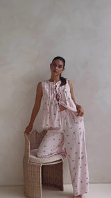 BLUSH BELLE FLEUR PLEAT FRONT TIE TOP - MAMA