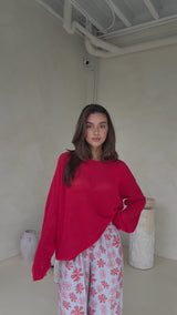 MAMA FLORA CROCHET KNIT - RED