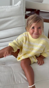 BUTTERCUP STRIPE CROCHET ROMPER
