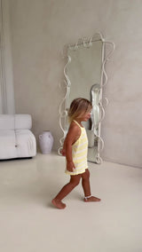 BIRDIE HALTER DRESS - BUTTERCUP STRIPE