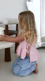 NELLIE SIDE TIE TOP - CORAL