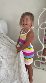 BIRDIE HALTER DRESS - HAVANA STRIPE