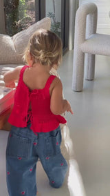 AVA CROCHET TOP - RED