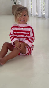 POPPY STRIPE CROCHET ROMPER