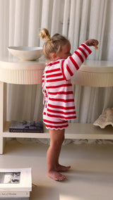 POPPY STRIPE TIE BACK TOP