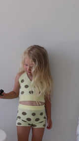 DOTTIE BIKER SHORTS - LEMON POLKA