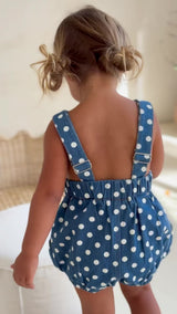 POLKA DENIM ROMPER